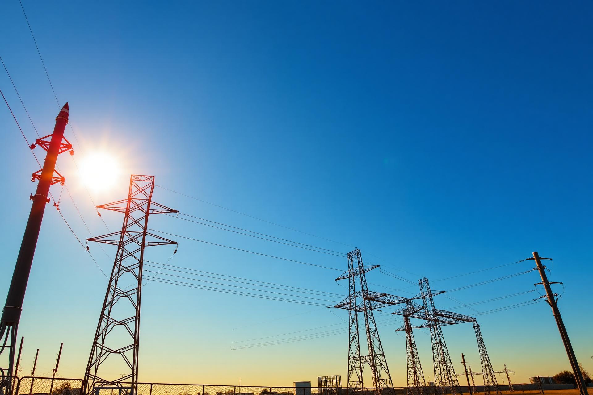 Texas electrical transmission lines at sunrise